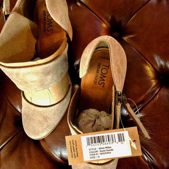 Toms Milan Suede Closed Toe Heel in Suede Beige - Picture 10 of 10